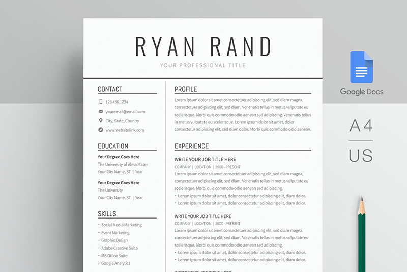 Unique Google Docs Resume Template