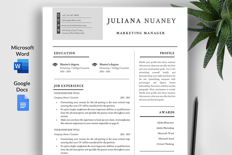 Modern Resume Template/ Cv