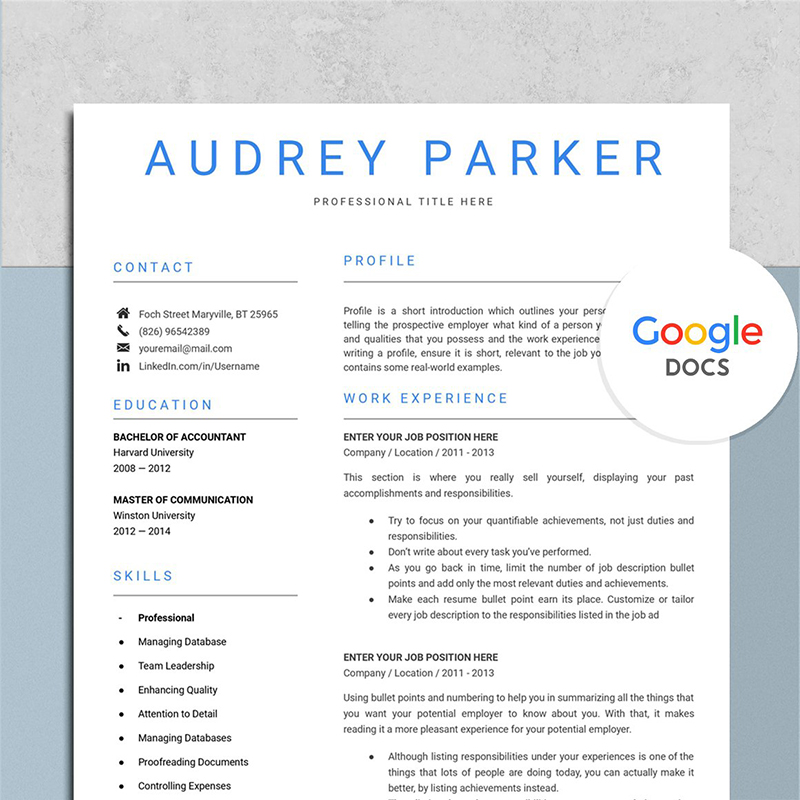 Google Docs Resume Template