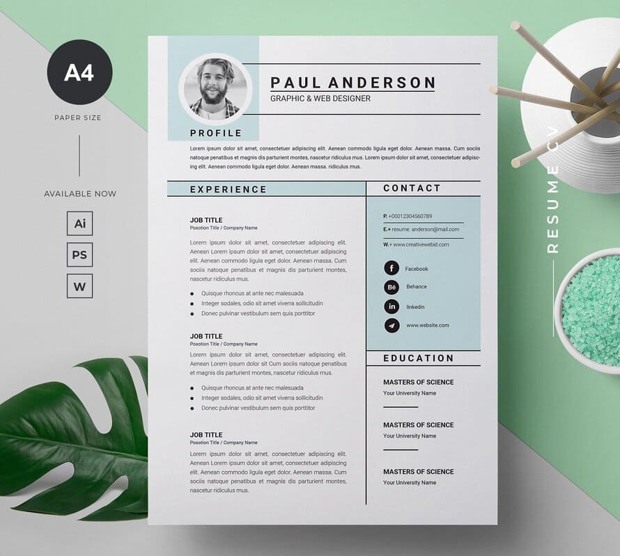 Microsoft Word Resume / Cv Template