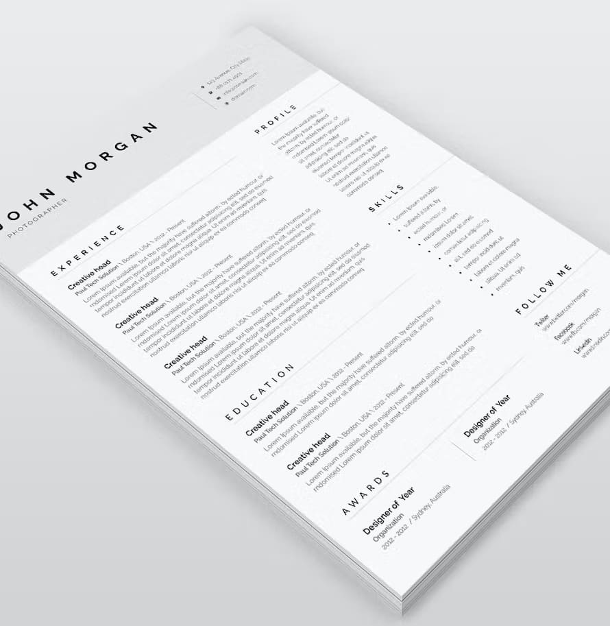 Minimalist Resume Template Word