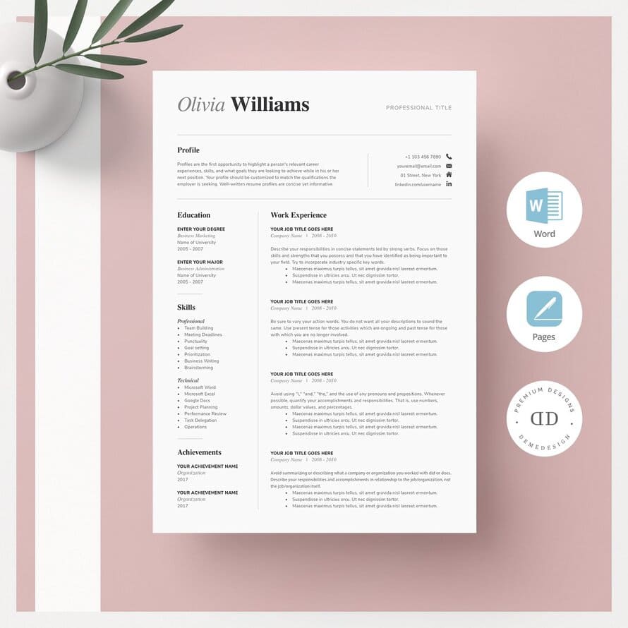 Single Page Resume Template